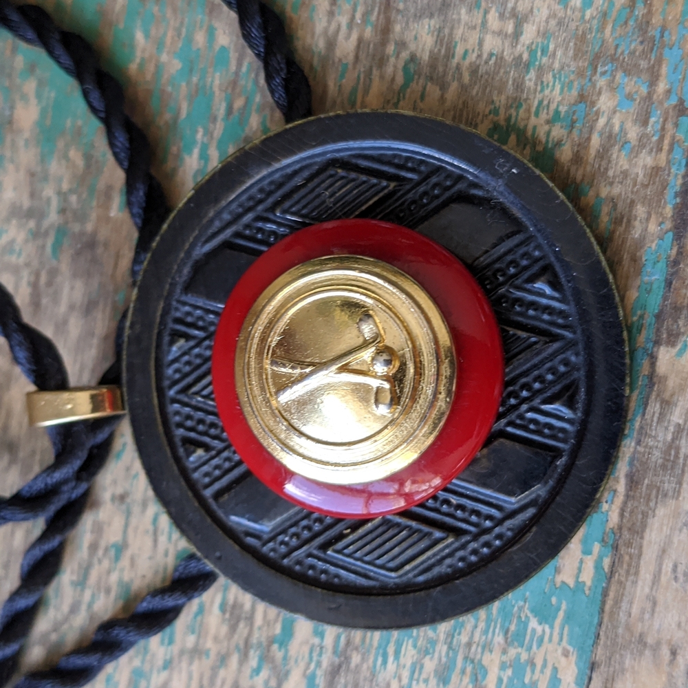 WHIMSY HOUSE I Upcycled Vintage Celluloid & Gold Metal Golf Button Necklace
